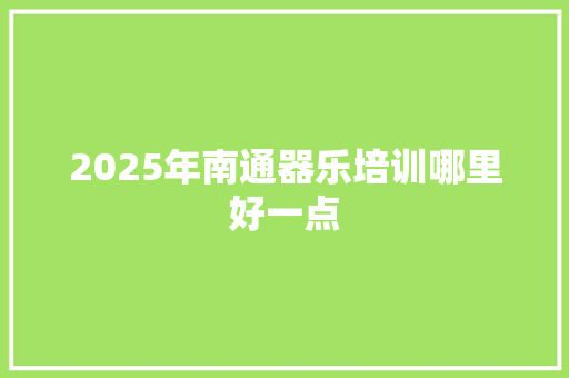 2025年南通器乐培训哪里好一点