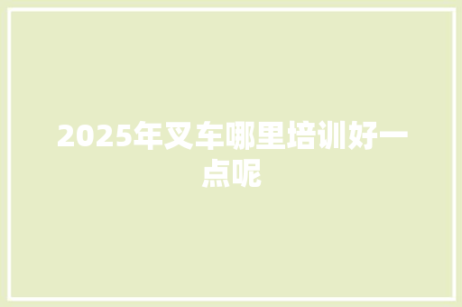 2025年叉车哪里培训好一点呢