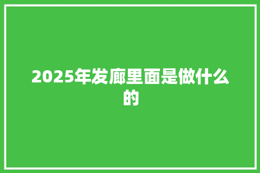 2025年发廊里面是做什么的 未命名