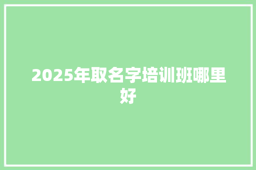 2025年取名字培训班哪里好 未命名