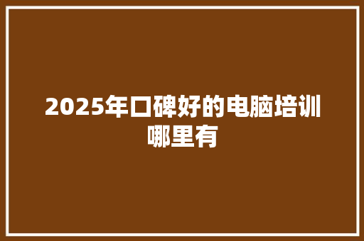 2025年口碑好的电脑培训哪里有 未命名