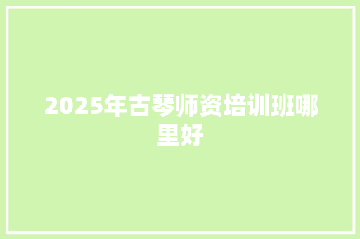 2025年古琴师资培训班哪里好