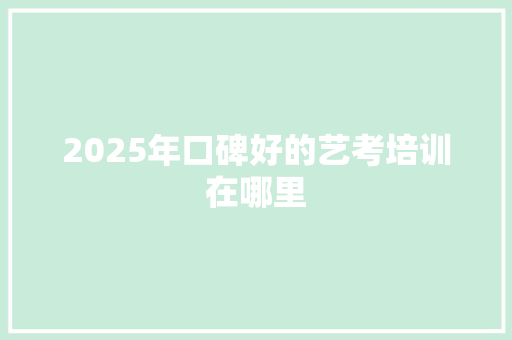 2025年口碑好的艺考培训在哪里 未命名