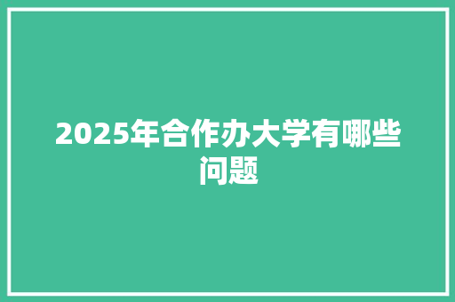 2025年合作办大学有哪些问题