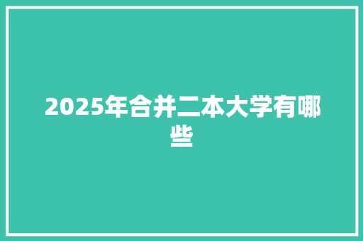 2025年合并二本大学有哪些