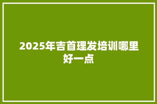 2025年吉首理发培训哪里好一点