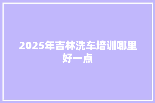 2025年吉林洗车培训哪里好一点