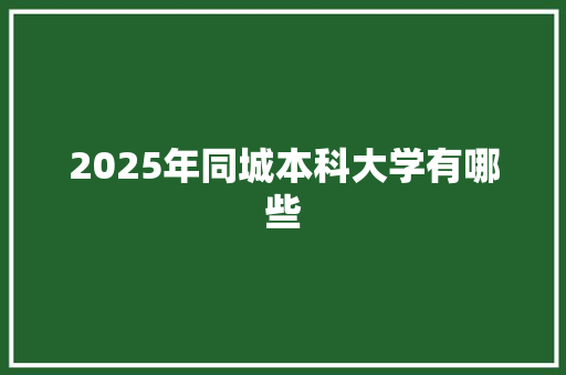 2025年同城本科大学有哪些