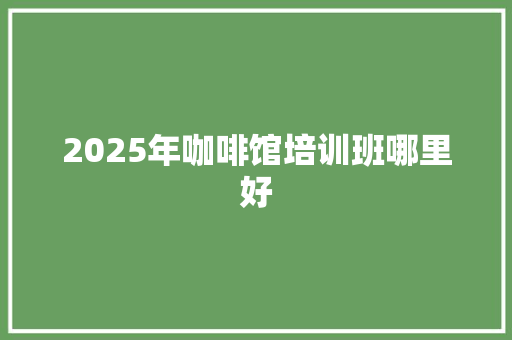 2025年咖啡馆培训班哪里好 未命名