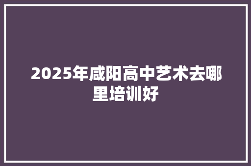 2025年咸阳高中艺术去哪里培训好