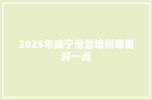 2025年咸宁滑雪培训哪里好一点