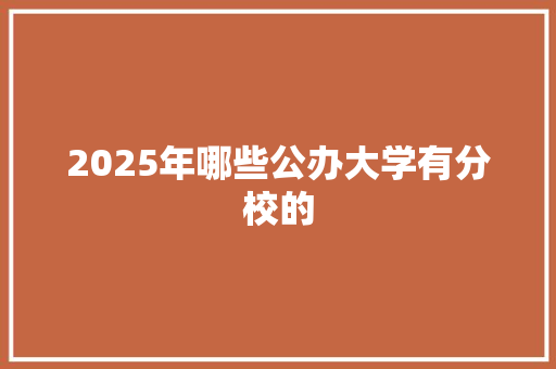 2025年哪些公办大学有分校的 未命名