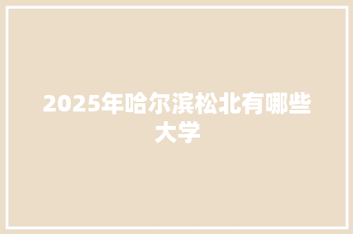 2025年哈尔滨松北有哪些大学