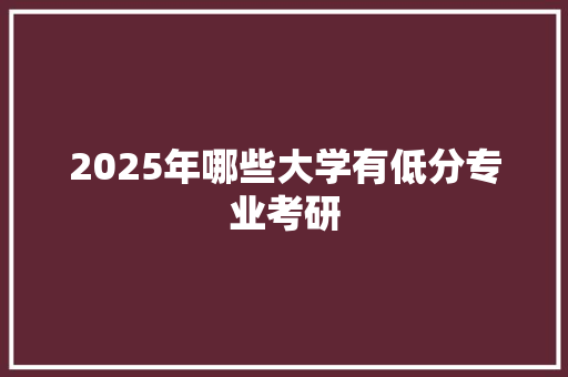 2025年哪些大学有低分专业考研