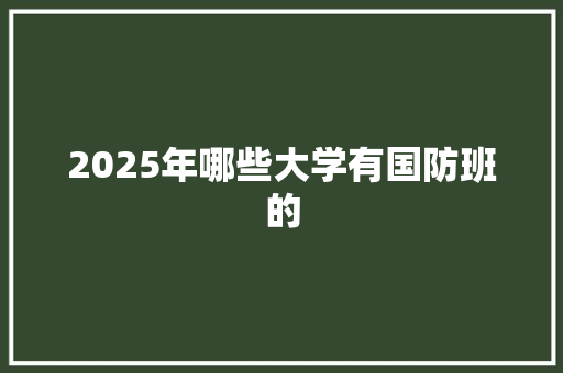 2025年哪些大学有国防班的