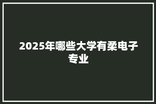 2025年哪些大学有柔电子专业