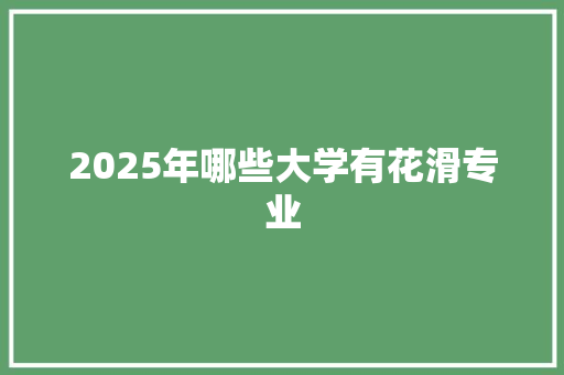 2025年哪些大学有花滑专业 未命名