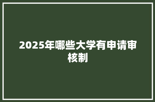 2025年哪些大学有申请审核制