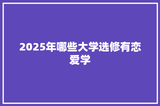 2025年哪些大学选修有恋爱学