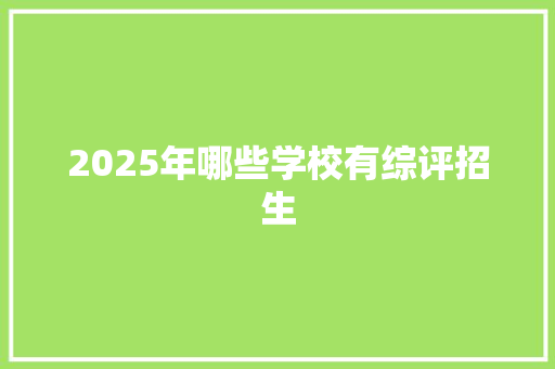 2025年哪些学校有综评招生