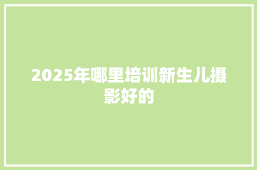 2025年哪里培训新生儿摄影好的