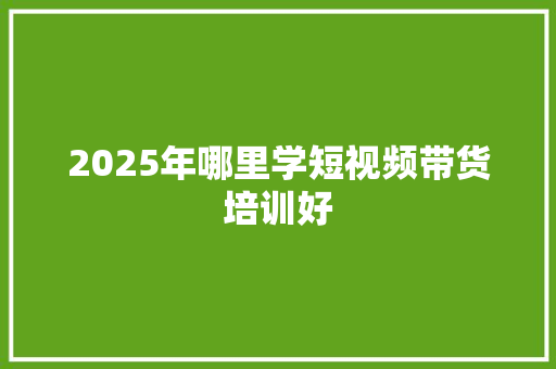 2025年哪里学短视频带货培训好