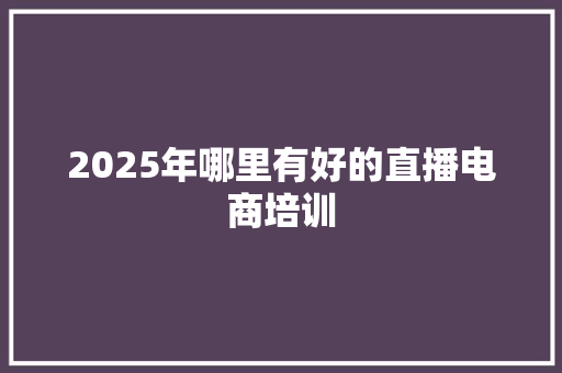 2025年哪里有好的直播电商培训