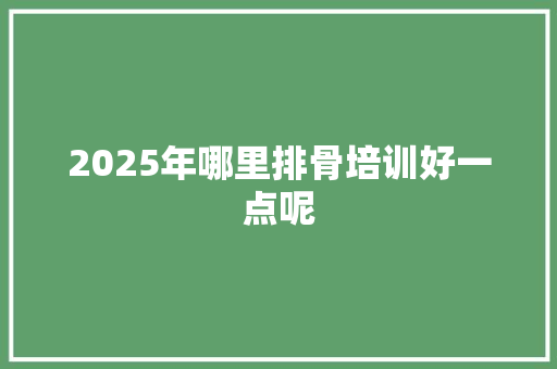 2025年哪里排骨培训好一点呢