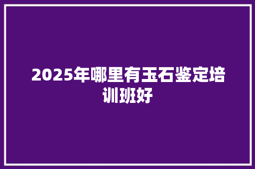 2025年哪里有玉石鉴定培训班好