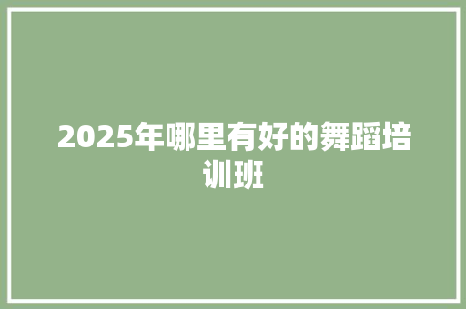 2025年哪里有好的舞蹈培训班 未命名