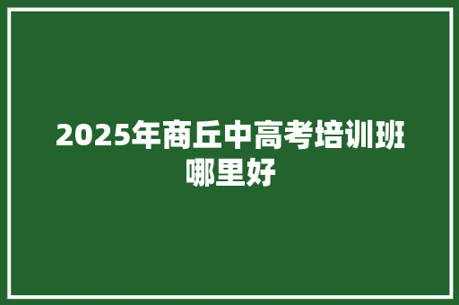 2025年商丘中高考培训班哪里好