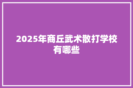 2025年商丘武术散打学校有哪些