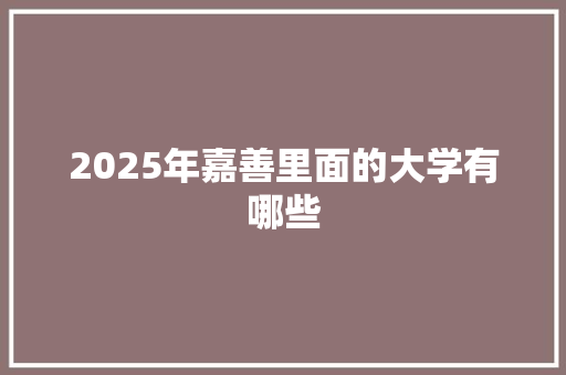 2025年嘉善里面的大学有哪些