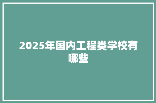 2025年国内工程类学校有哪些