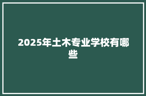 2025年土木专业学校有哪些 未命名