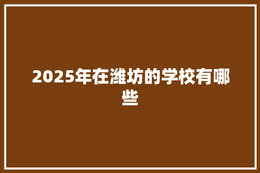 2025年在潍坊的学校有哪些