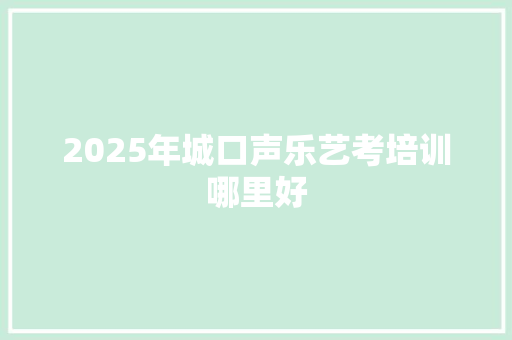 2025年城口声乐艺考培训哪里好