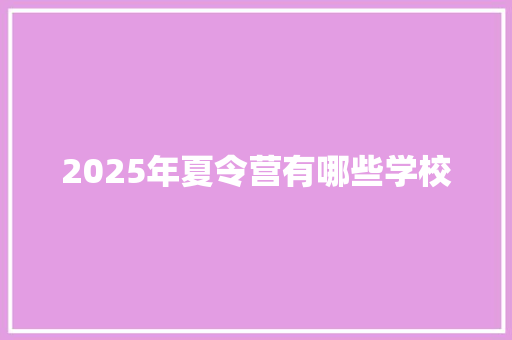 2025年夏令营有哪些学校