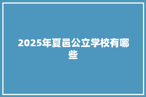 2025年夏邑公立学校有哪些 未命名