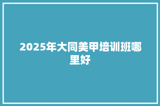 2025年大同美甲培训班哪里好