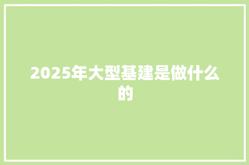 2025年大型基建是做什么的