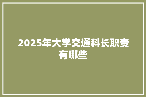 2025年大学交通科长职责有哪些 未命名