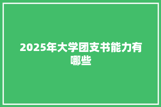 2025年大学团支书能力有哪些