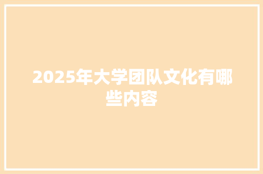 2025年大学团队文化有哪些内容