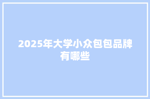 2025年大学小众包包品牌有哪些 未命名