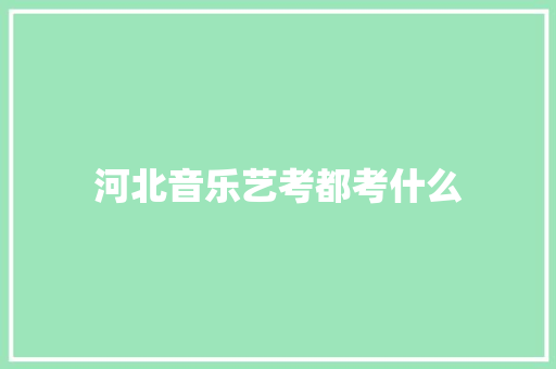 河北音乐艺考都考什么 未命名