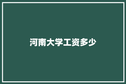 河南大学工资多少