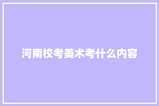 河南校考美术考什么内容 未命名