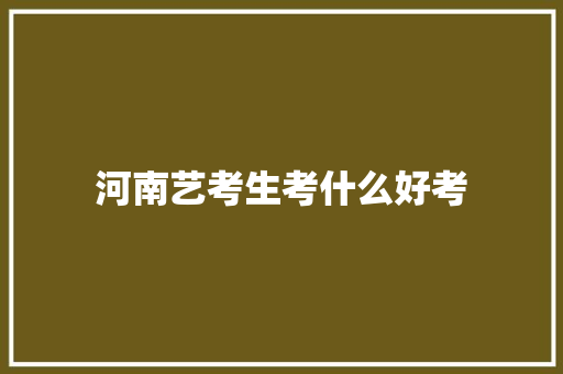 河南艺考生考什么好考 未命名