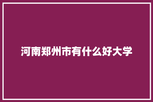 河南郑州市有什么好大学